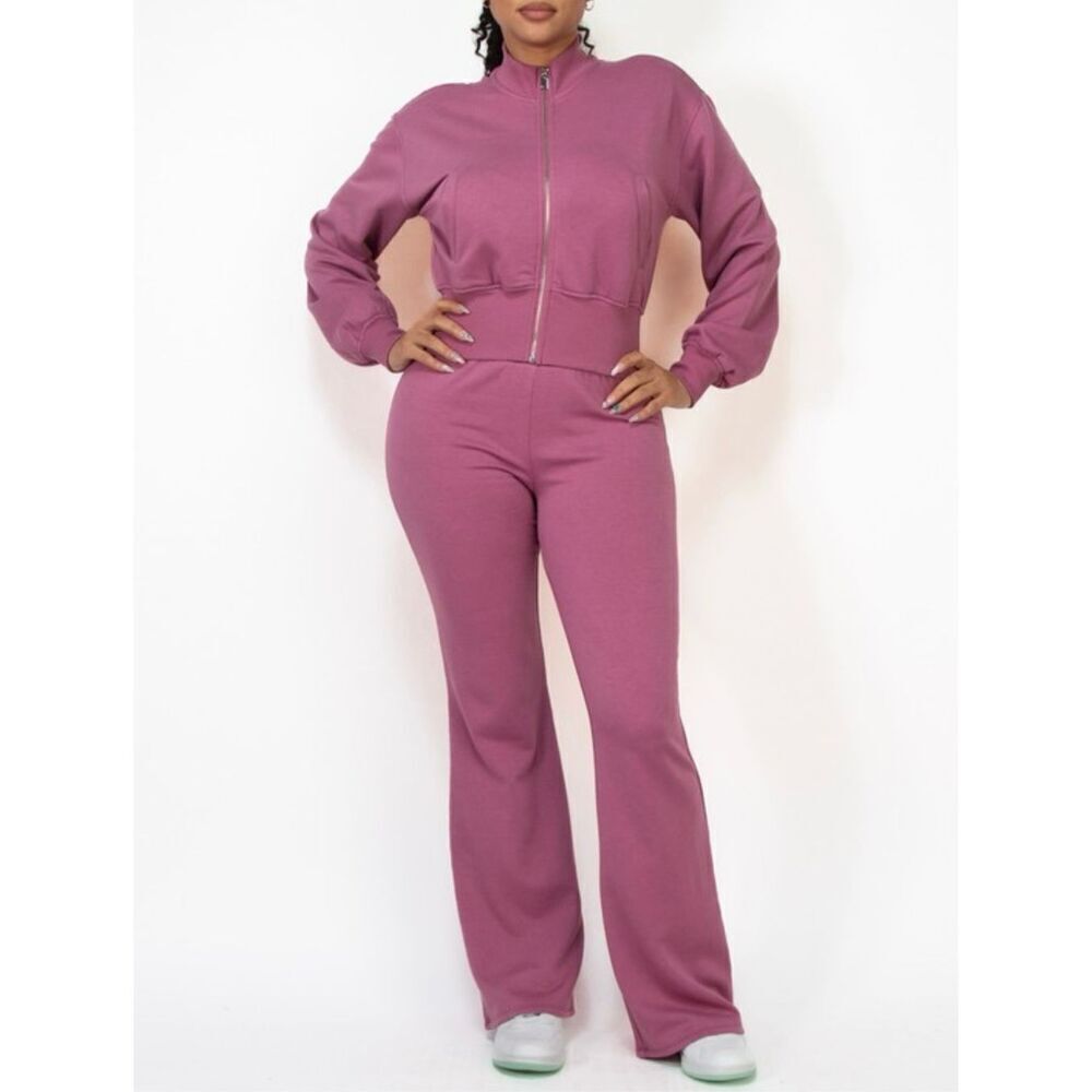 Mauve Rose zip jacket and pants set
